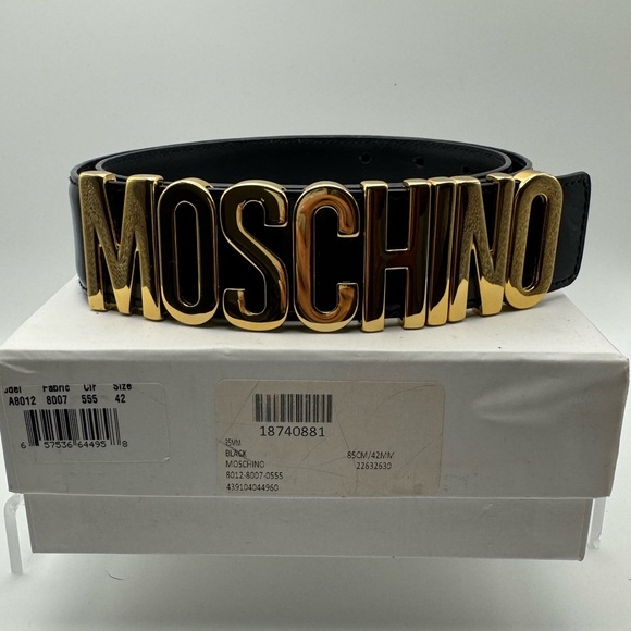 Moschino Accessories - Moschino black and gold leather belt sz 85